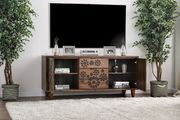 Floral pattern solid natural wood TV Stand by Furniture of America additional picture 2
