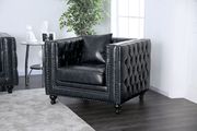 Tuxedo design dark gray leatherette sofa by Furniture of America additional picture 8