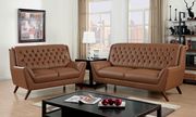 Camel brown leather match tufted back sofa by Furniture of America additional picture 2