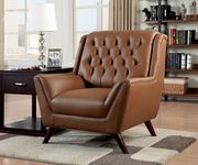 Camel brown leather match tufted back sofa by Furniture of America additional picture 5