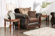 Dark brown rolled arms classic style sofa by Furniture of America additional picture 2