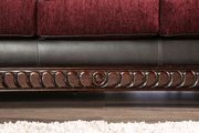 Dark burgundy rolled arms classic style sofa additional photo 3 of 4