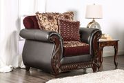 Dark burgundy rolled arms classic style sofa additional photo 5 of 4