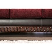 Dark burgundy rolled arms classic style loveseat by Furniture of America additional picture 3