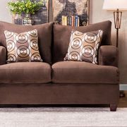 Choclate fabric casual style living room loveseat by Furniture of America additional picture 2