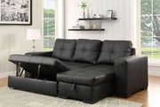 Simple casual reversible sectional sofa in black additional photo 2 of 4
