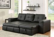 Simple casual reversible sectional sofa in black additional photo 3 of 4