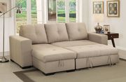 Simple casual reversible sectional sofa in ivory fabric additional photo 2 of 3