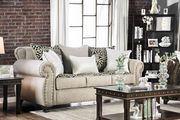 Glam style rolled arms light mocha linen sofa by Furniture of America additional picture 2