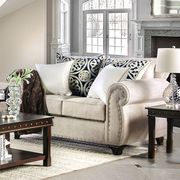 Glam style rolled arms light mocha linen loveseat by Furniture of America additional picture 2