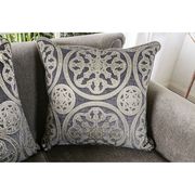 Glam style rolled arms gray / metallic linen loveseat additional photo 2 of 1