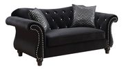 Black fabric glam style tufted sofa additional photo 2 of 4