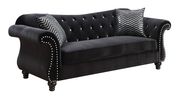 Black fabric glam style tufted sofa additional photo 3 of 4