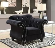 Black fabric glam style tufted sofa additional photo 5 of 4