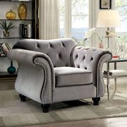 Gray fabric glam style tufted sofa additional photo 3 of 4