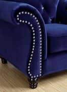 Blue fabric glam style tufted sofa additional photo 4 of 4