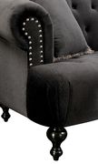 Black flannelette fabric plush tufted loveseat by Furniture of America additional picture 2