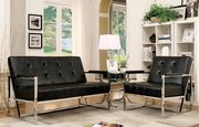 Crocodile leatherette loveseat in black by Furniture of America additional picture 2