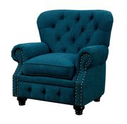 Nailhead trim / button tufted teal fabric chair additional photo 2 of 1