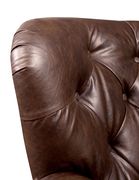 Nailhead trim / button tufted brown leather sofa additional photo 3 of 4