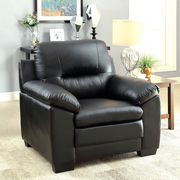 Black leatherette casual sofa in modern style by Furniture of America additional picture 2