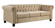 Ivory linen like fabric tufted style sofa additional photo 4 of 4