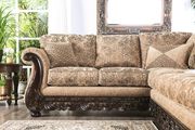 Classic style fabric / wood trim sectional in tan by Furniture of America additional picture 7