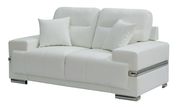 Contemporary white leatherette silver trim sofa additional photo 3 of 4