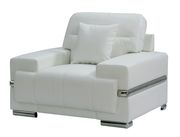 Contemporary white leatherette silver trim sofa additional photo 4 of 4