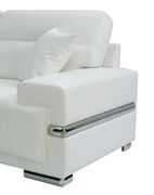Contemporary white leatherette silver trim sofa additional photo 5 of 4
