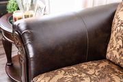 Traditional leatherette/chenille fabric sofa additional photo 3 of 4
