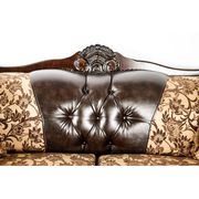 Traditional leatherette/chenille fabric loveseat additional photo 2 of 4