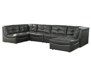 Gray leatherette 6pcs modular sectional sofa additional photo 5 of 4