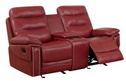 Red leather recliner sofa in contemporary style by Furniture of America additional picture 3