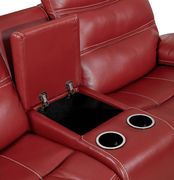 Red leather recliner sofa in contemporary style by Furniture of America additional picture 4