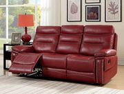 Red leather recliner sofa in contemporary style by Furniture of America additional picture 6