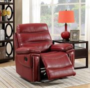 Red leather recliner sofa in contemporary style by Furniture of America additional picture 7