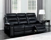 Black leather recliner sofa in contemporary style by Furniture of America additional picture 2
