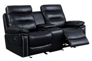 Black leather recliner sofa in contemporary style by Furniture of America additional picture 4