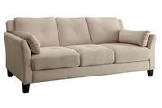Beige flannelette fabric affordable sofa additional photo 2 of 4