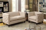 Beige fabric tufted loveseat in contemporary style by Furniture of America additional picture 3