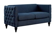 Blue fabric tufted loveseat in contemporary style by Furniture of America additional picture 2