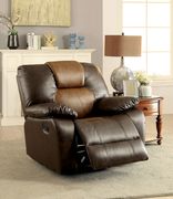 Dark Brown/Light Brown Transitional Recliner by Furniture of America additional picture 2