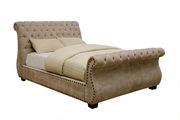 Corduoy mocha fabric platform sleigh bed by Furniture of America additional picture 2