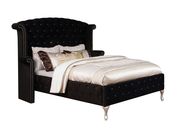 Flannelette fabric tufted modern bed in black by Furniture of America additional picture 8