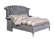 Flannelette fabric tufted modern bed in gray by Furniture of America additional picture 6