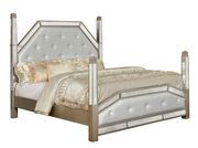 Glam style mirrored panel champagne king bed by Furniture of America additional picture 3