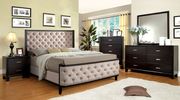 Wingback design ivory fabric modern bed by Furniture of America additional picture 4