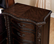 Brown cherry finish and antique brass handles nightstand by Furniture of America additional picture 2