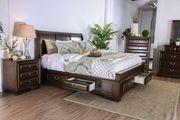 Brown cherry finish storage bed w/ drawers additional photo 2 of 9